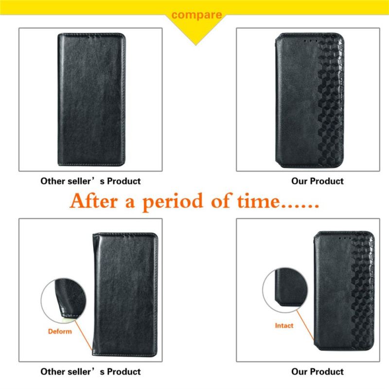 Flip Cover Huawei Pura 70 Effet Daim Frise Losanges