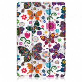Smart Case Huawei MatePad Pro 12.6 (2021) Renforcée Papillons et Fleurs Rétros