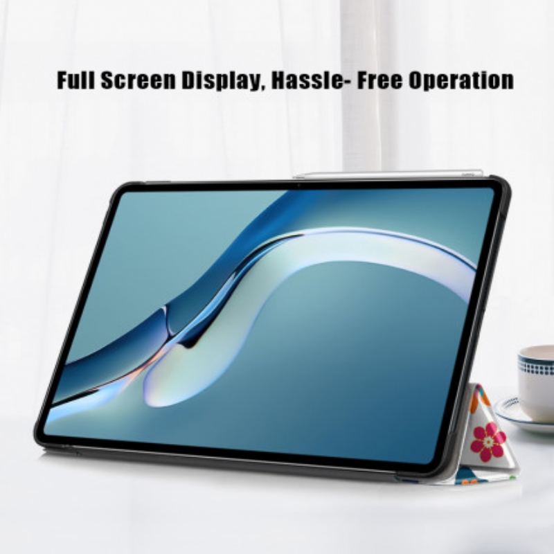 Smart Case Huawei MatePad Pro 12.6 (2021) Renforcée Papillons et Fleurs Rétros