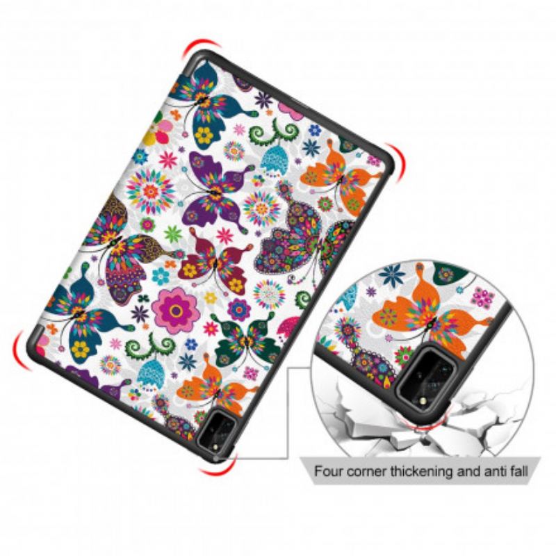 Smart Case Huawei MatePad Pro 12.6 (2021) Renforcée Papillons et Fleurs Rétros