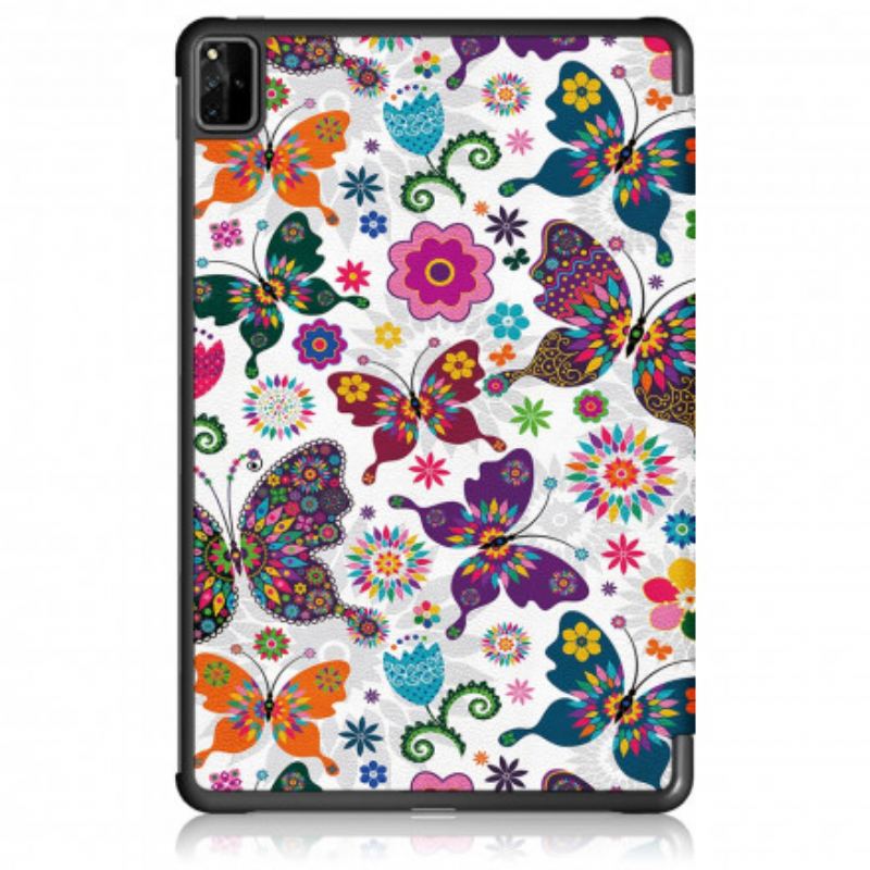 Smart Case Huawei MatePad Pro 12.6 (2021) Renforcée Papillons et Fleurs Rétros