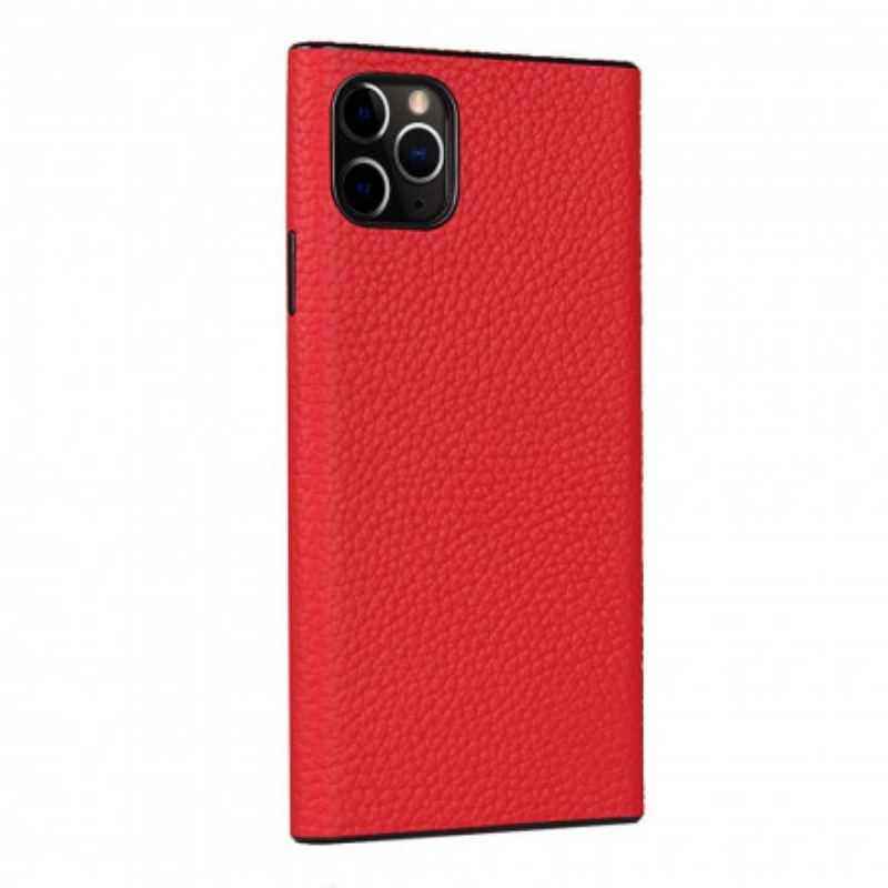 Coque iPhone 11 Pro Max Véritable Cuir Litchi avec Lanière