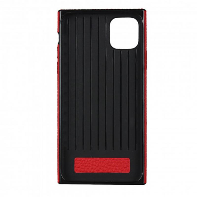 Coque iPhone 11 Pro Max Véritable Cuir Litchi avec Lanière