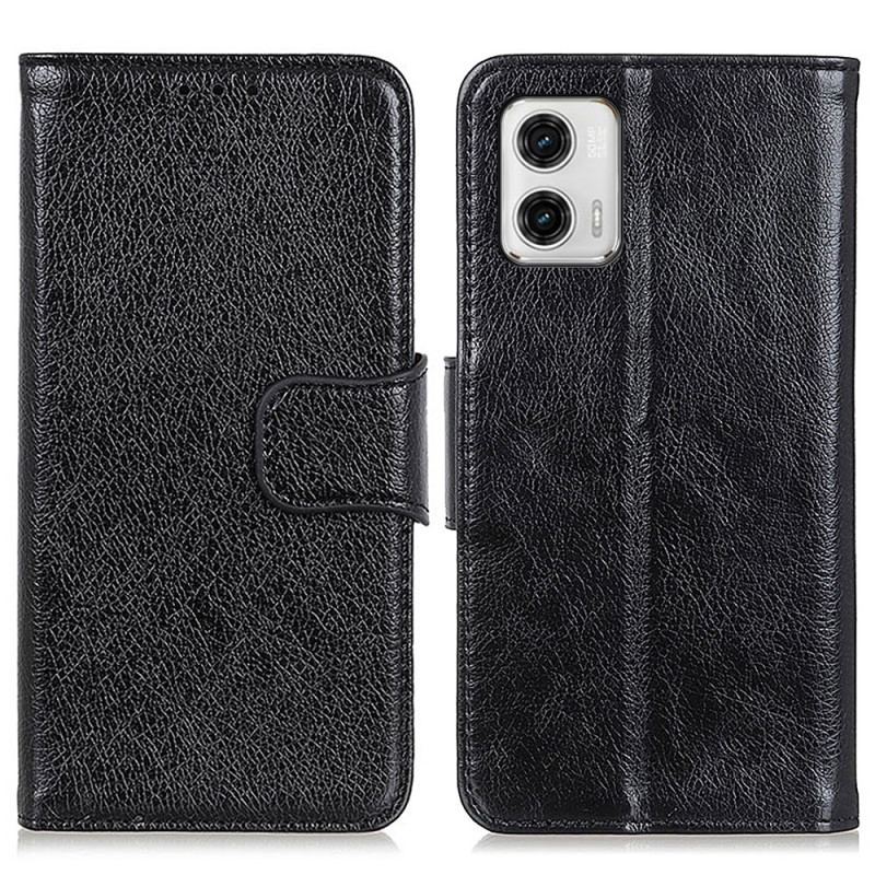 Housse Moto G73 5G Cuir Fendu Nappa