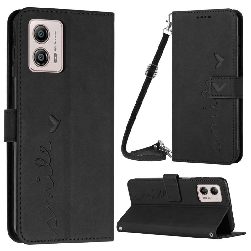 Housse Moto G73 5G Smile avec Bandoulière