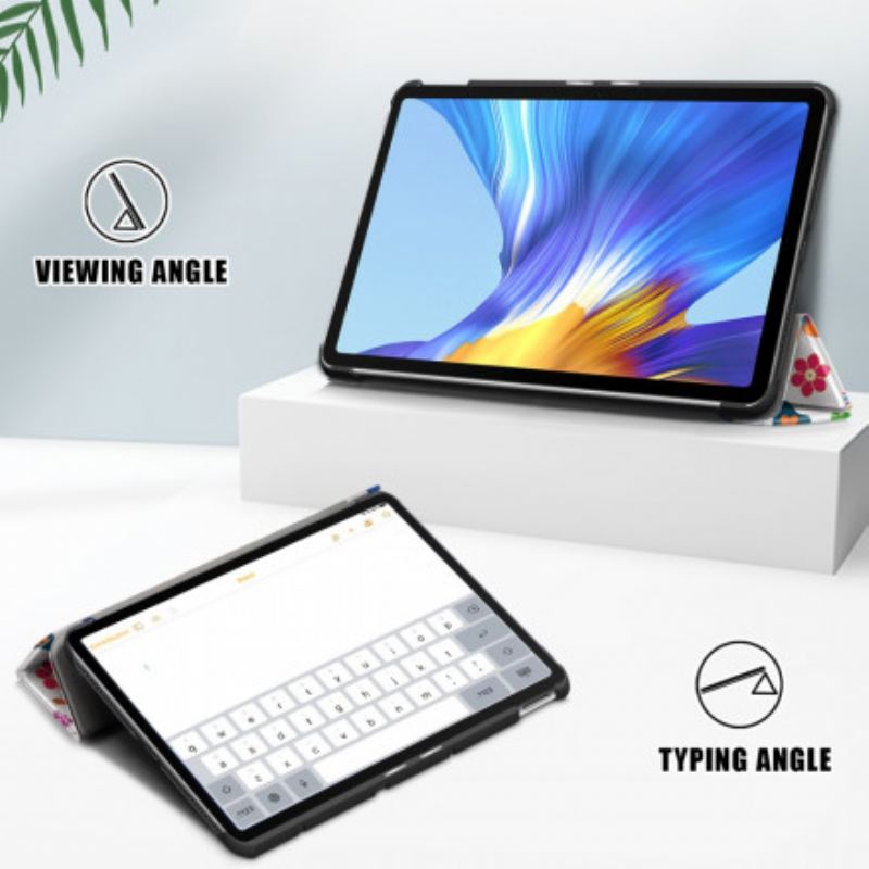 Smart Case Huawei MatePad New Renforcée Papillons et Fleurs Rétros