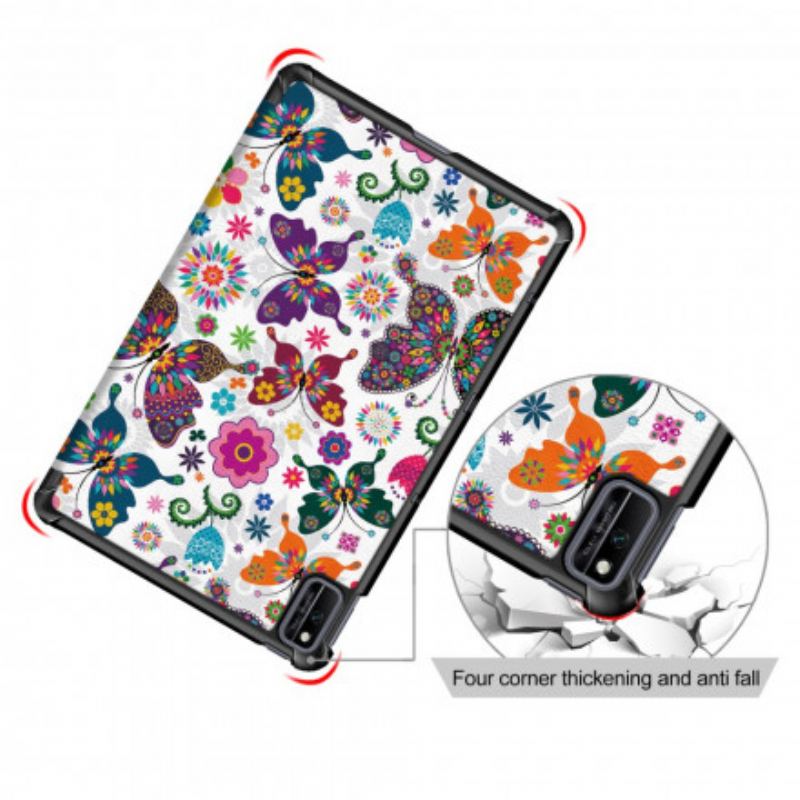 Smart Case Huawei MatePad New Renforcée Papillons et Fleurs Rétros