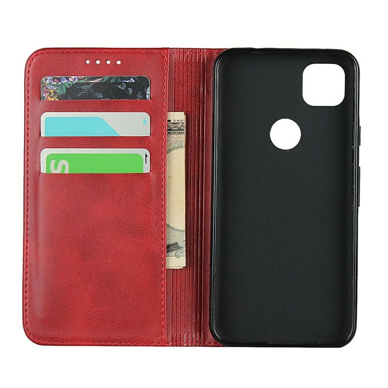 Flip Cover Google Pixel 4a Premium Simili Cuir Coutures