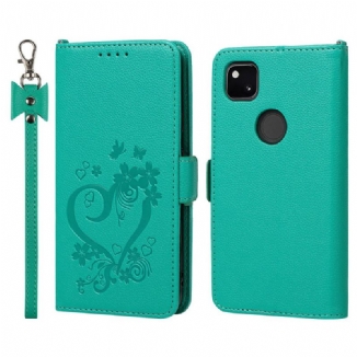 Housse Google Pixel 4a Coeur à Lanière