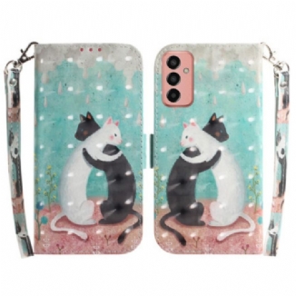 Housse Samsung Galaxy M13 Dancing Cats avec Lanière