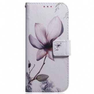 Housse Samsung Galaxy M13 Fleur Vintage à Lanière