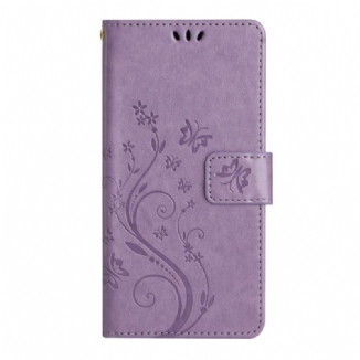 Housse Samsung Galaxy A54 5G Fleurs et Papillons à Lanière