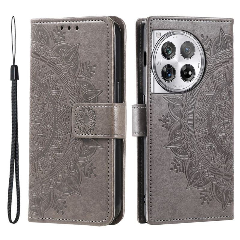 Housse OnePlus 12 5G Fleur Mandala avec Lanière