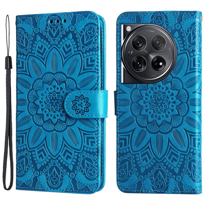 Housse OnePlus 12 5G Motif Tournesol à Lanière