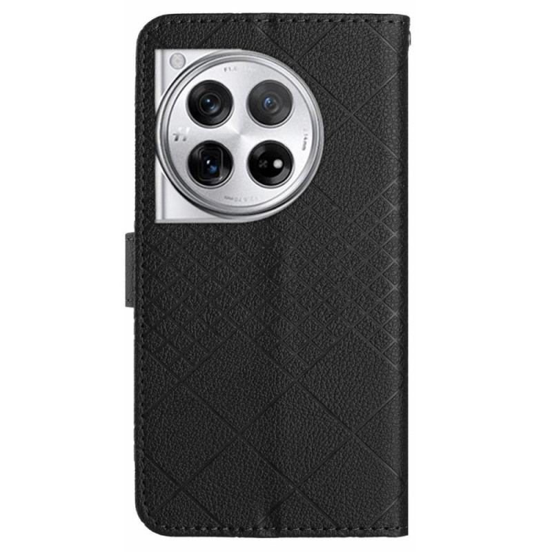 Housse OnePlus 12 5G Texture Litchi avec Losanges