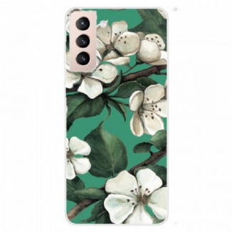 Coque Samsung Galaxy S22 Plus 5G Fleurs Blanches Peintes