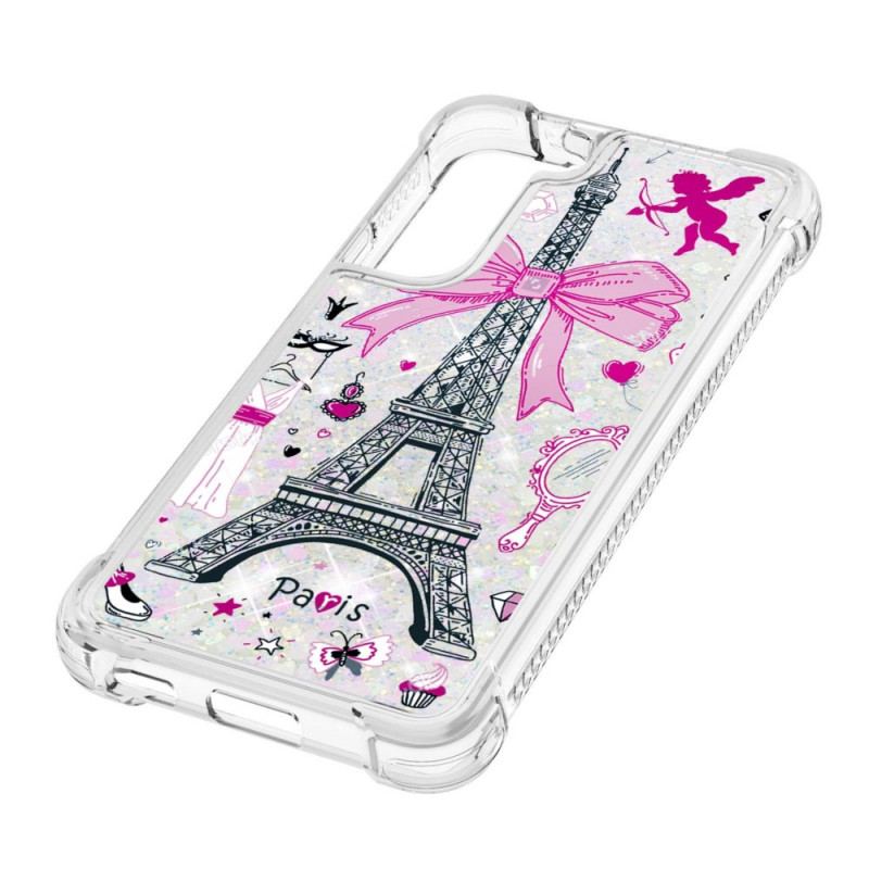 Coque Samsung Galaxy S22 Plus 5G La Tour Eiffel Paillettes