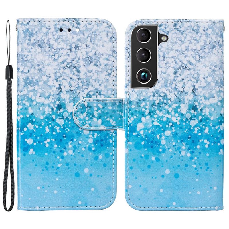 Housse Samsung Galaxy S22 Plus 5G Dégradé Paillettes Bleues