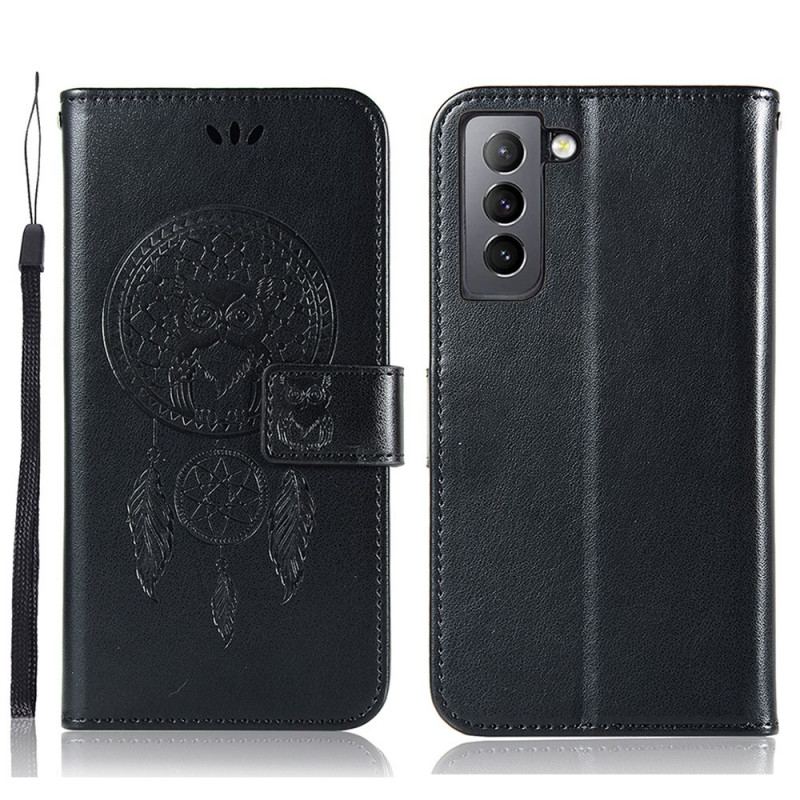 Housse Samsung Galaxy S22 Plus 5G Effet Cuir Attrape Rêves Hibou