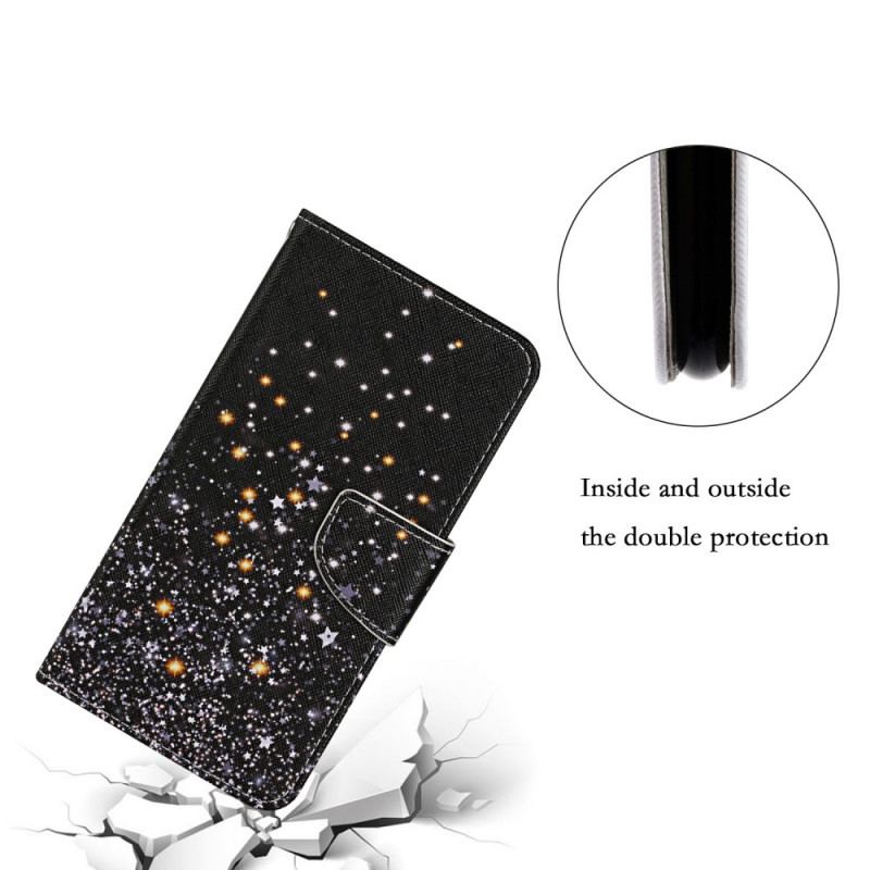 Housse Samsung Galaxy S22 Plus 5G Étoiles et Paillettes avec Lanière