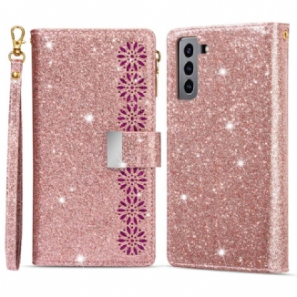 Housse Samsung Galaxy S22 Plus 5G Paillettes Portefeuille Zip