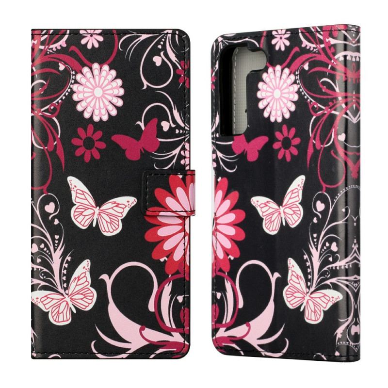 Housse Samsung Galaxy S22 Plus 5G Papillons et Fleurs