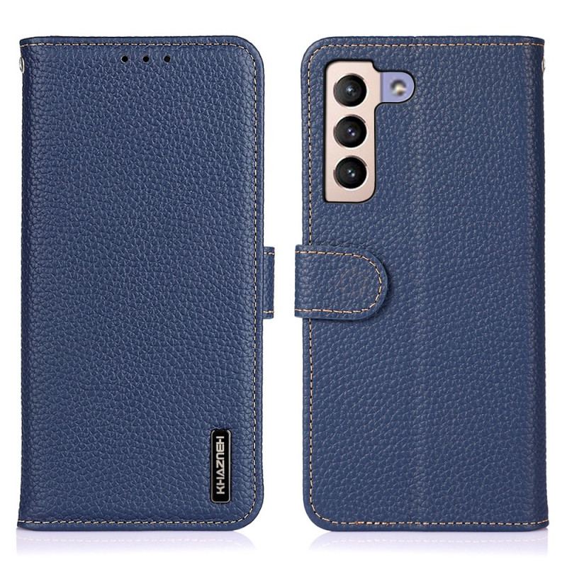 Housse Samsung Galaxy S22 Plus 5G Véritable Cuir Litchi KHAZNEH