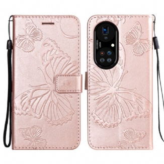 Housse Huawei P50 Pro Papillons Géants à Lanière