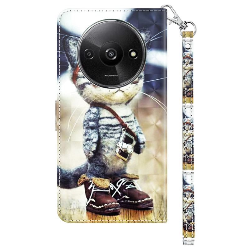 Housse Xiaomi Redmi A3 / Poco C61 Chat Aviateur à Lanière