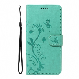 Housse Xiaomi Redmi A3 / Poco C61 Design Papillons et Fleurs à Lanière
