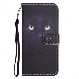 Housse Xiaomi Redmi Note 12 4G Chat aux Yeux Verts avec lanière