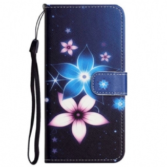 Housse Xiaomi Redmi Note 12 4G Fleurs Lunaires à Lanière