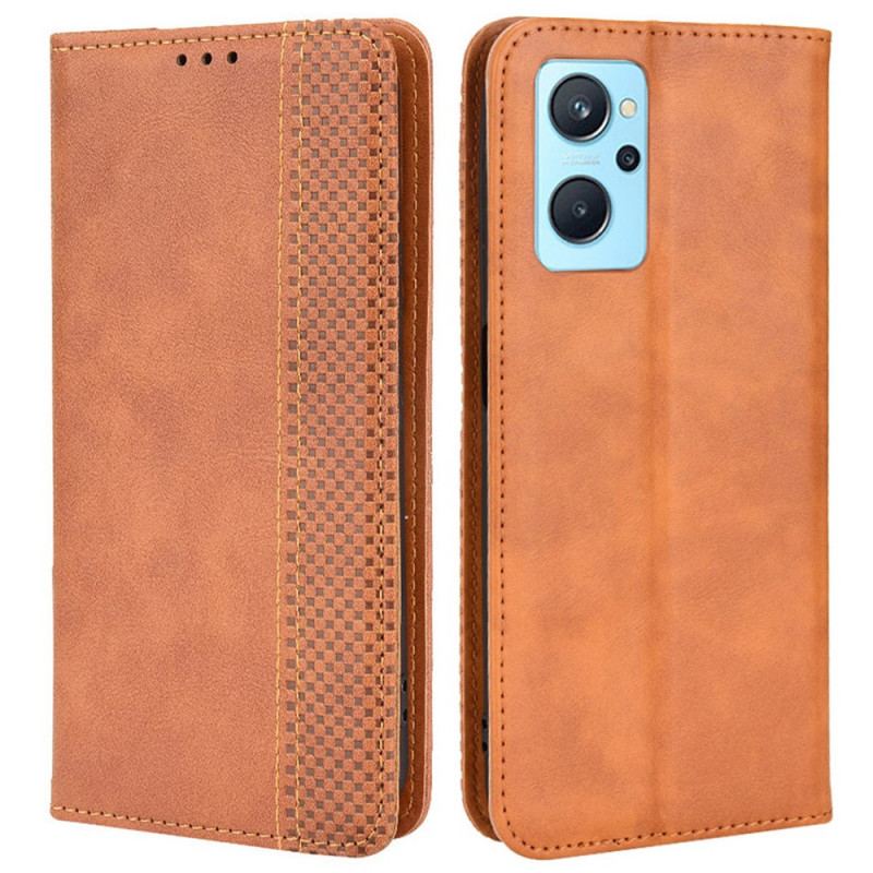 Flip Cover Realme 9i Effet Cuir Vintage Stylisé