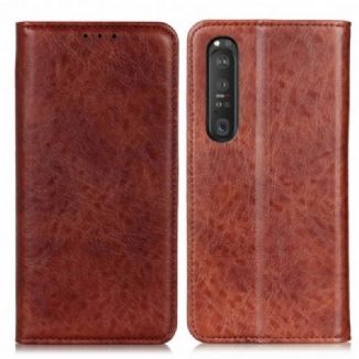 Flip Cover Sony Xperia 1 III Cuir Fendu Texturé
