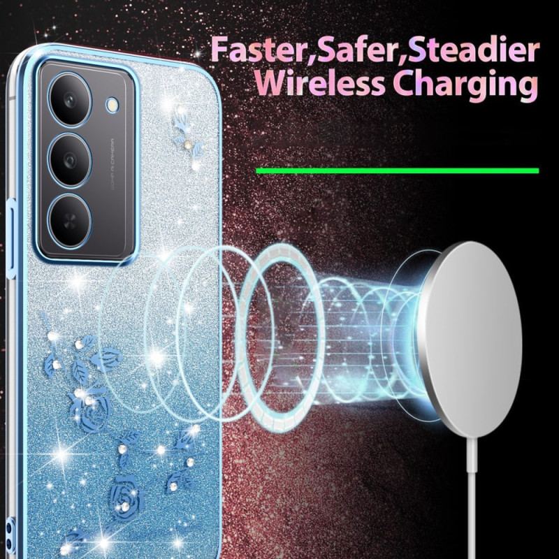 Coque Realme 14X 5G Fleurs et Strass KADEM