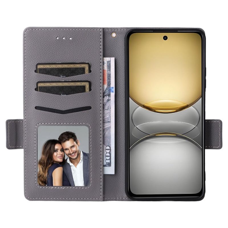 Housse Realme 14X 5G / C75 Simili Cuir Litchi à Lanière