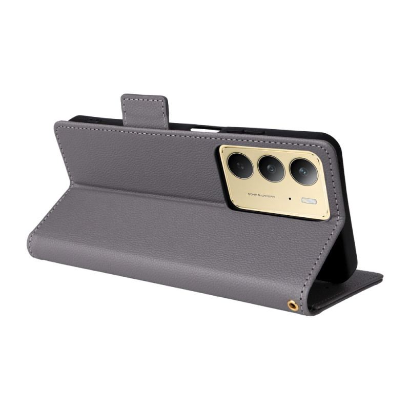 Housse Realme 14X 5G / C75 Simili Cuir Litchi à Lanière