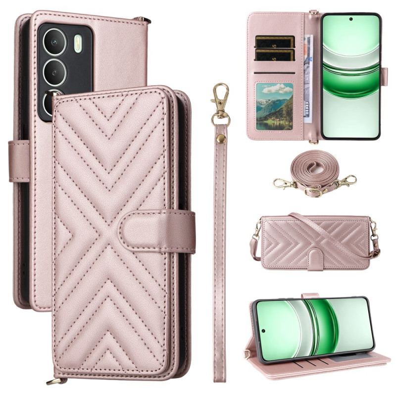 Housse Realme 14X 5G Matelassée avec Lanière et Bandoulière