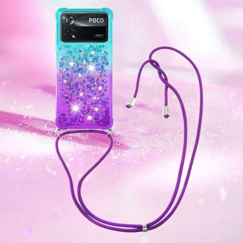 Coque Poco X4 Pro 5G à Cordon Silicone Paillettes