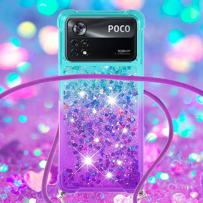 Coque Poco X4 Pro 5G à Cordon Silicone Paillettes