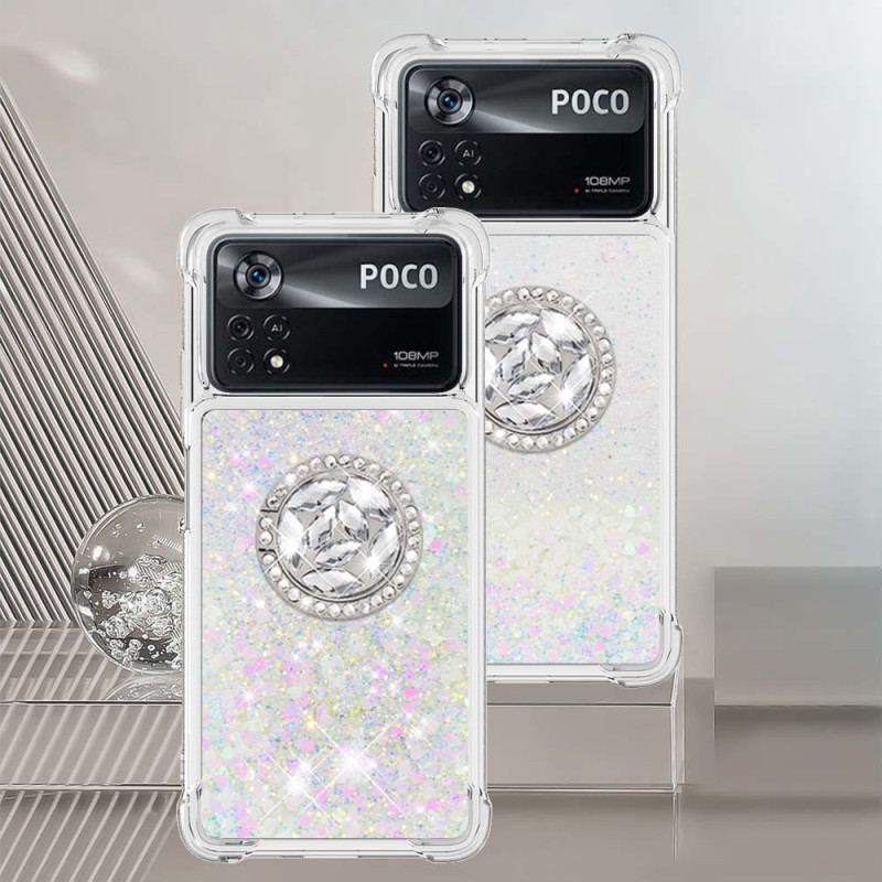 Coque Poco X4 Pro 5G Paillettes avec Anneau-Support