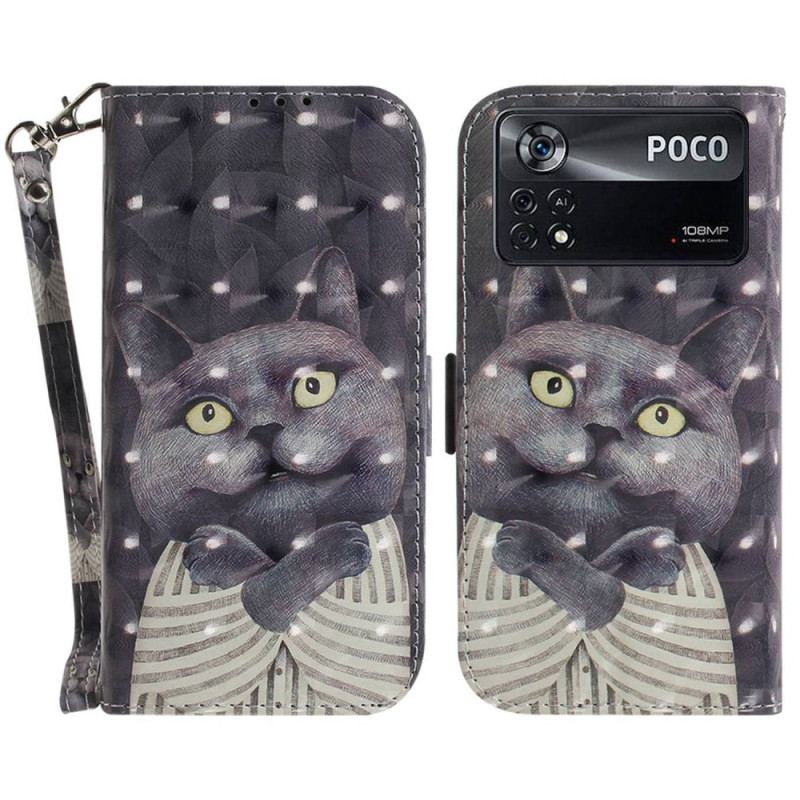Housse Poco X4 Pro 5G Chat Gris à Lanière