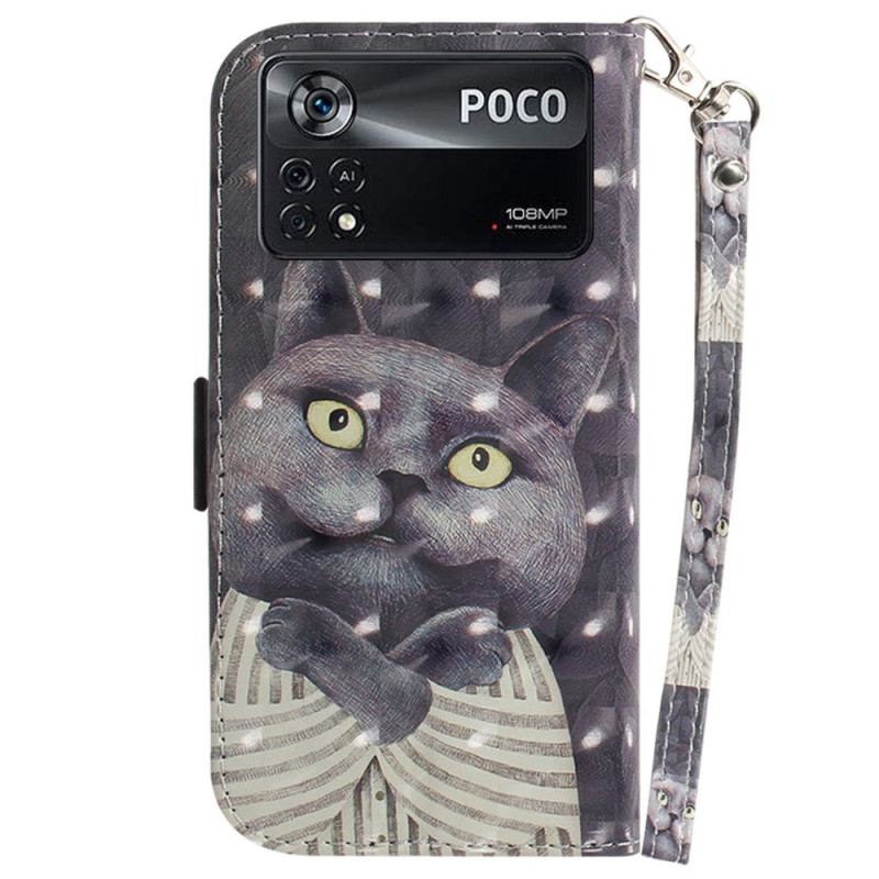 Housse Poco X4 Pro 5G Chat Gris à Lanière