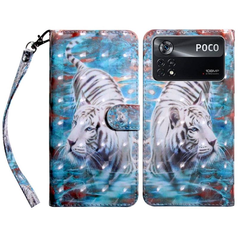 Housse Poco X4 Pro 5G Fabuleux Tigre à Lanière