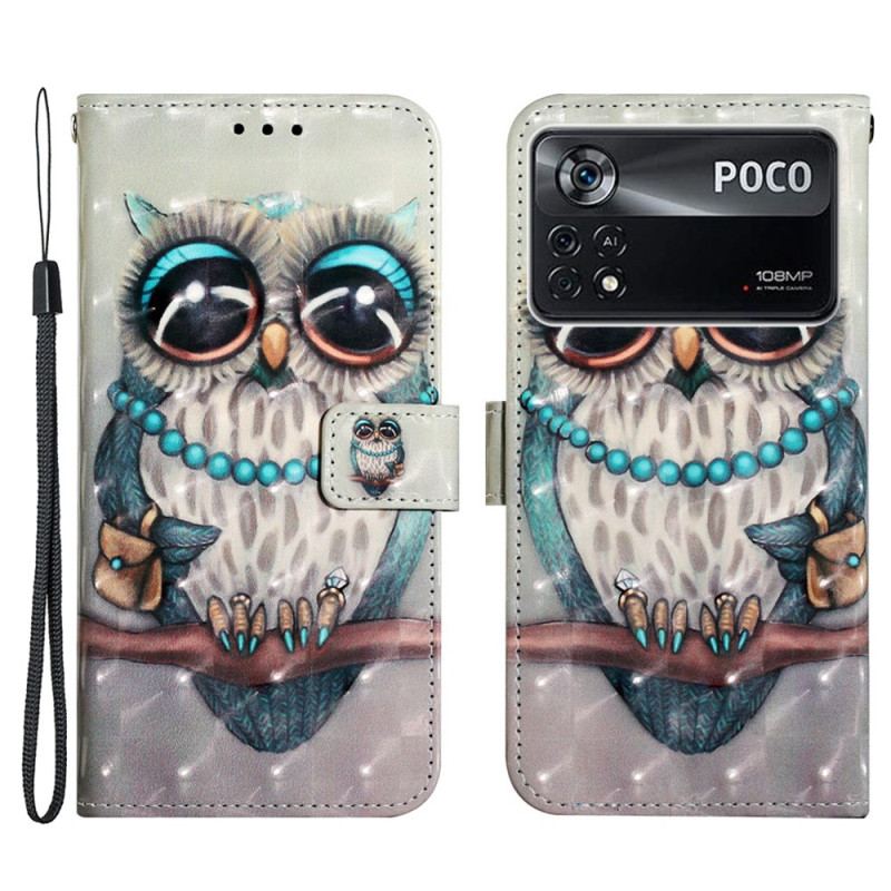 Housse Poco X4 Pro 5G Miss Hibou à Lanière