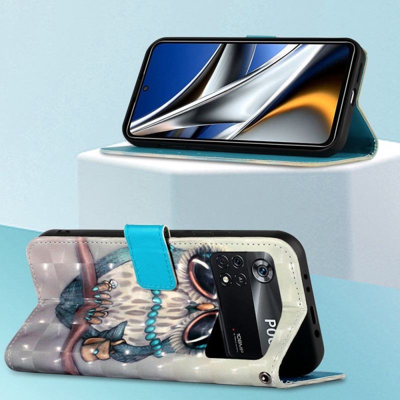Housse Poco X4 Pro 5G Miss Hibou à Lanière