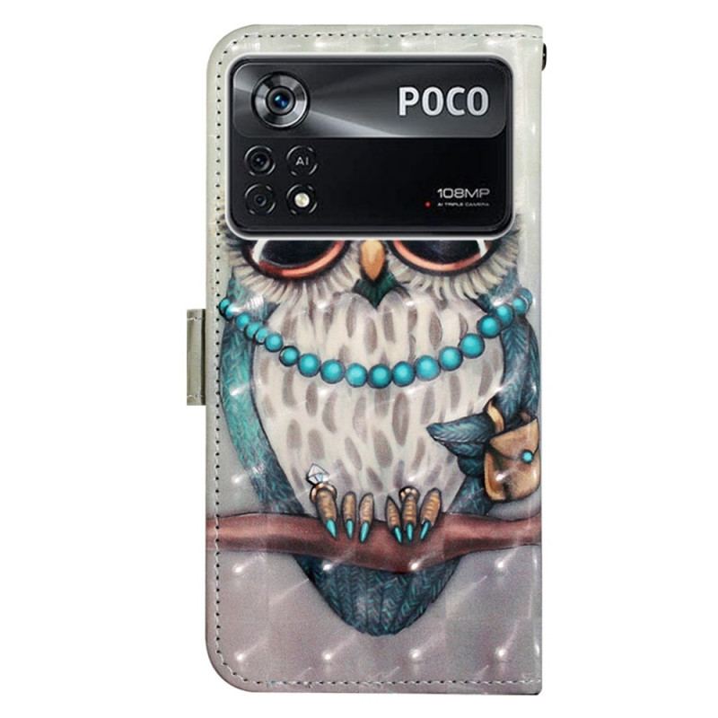 Housse Poco X4 Pro 5G Miss Hibou à Lanière