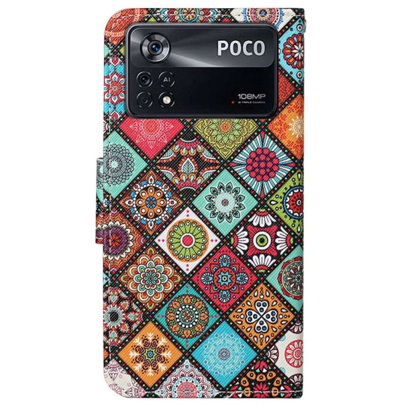 Housse Poco X4 Pro 5G Patchwork à Lanière