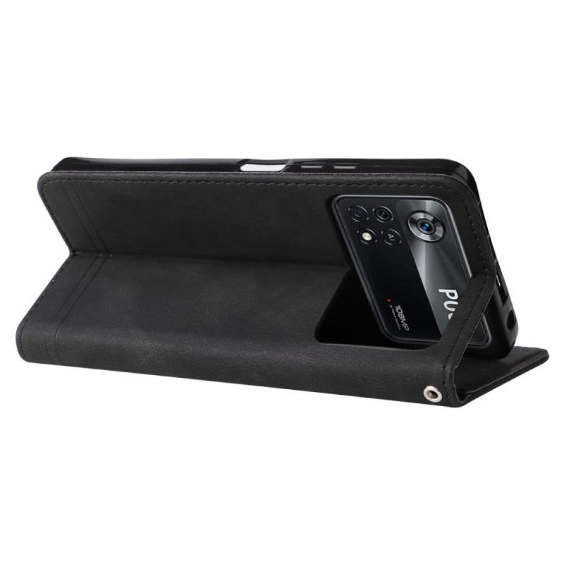 Housse Poco X4 Pro 5G Simili Cuir Rivet et Lanière