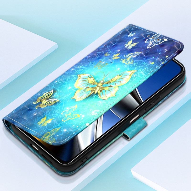 Housse Poco X4 Pro 5G Vol de Papillons à Lanière